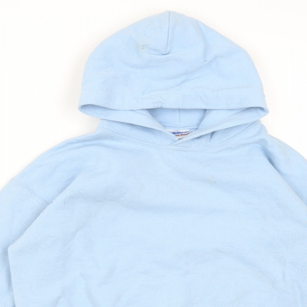 Gildan Girls Blue  Cotton Pullover Hoodie Size L