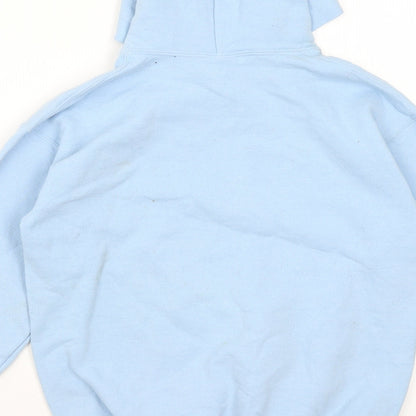 Gildan Girls Blue  Cotton Pullover Hoodie Size L