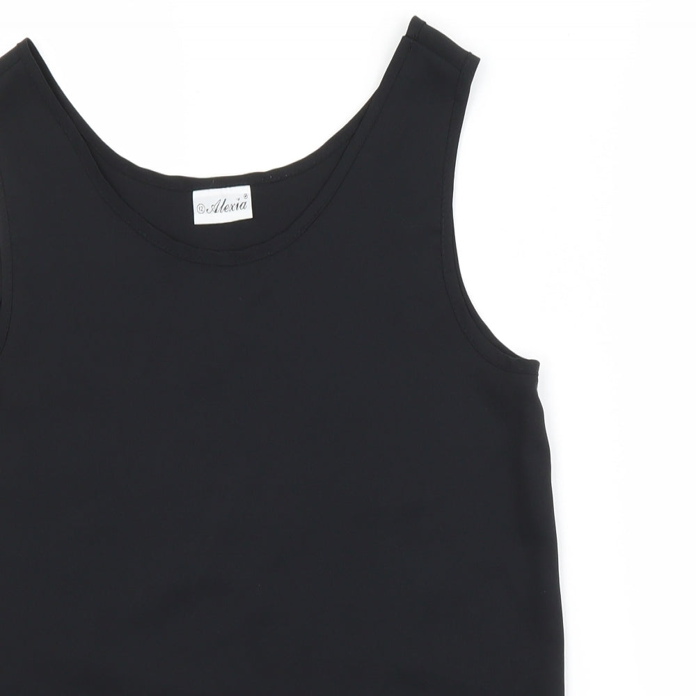 Alexia Womens Black  Polyester Basic Blouse Size 12
