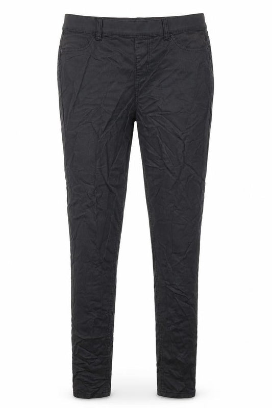 Front view of F&F women’s black viscose skinny jeans, size UK 12, 28-inch leg regular