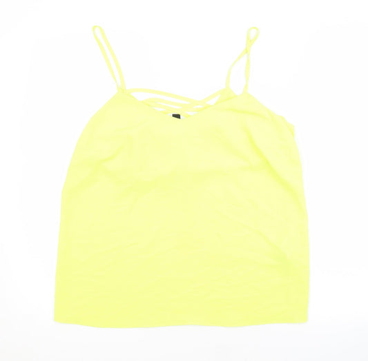 Womens UK Size 10 New Look Yellow Basic Tank