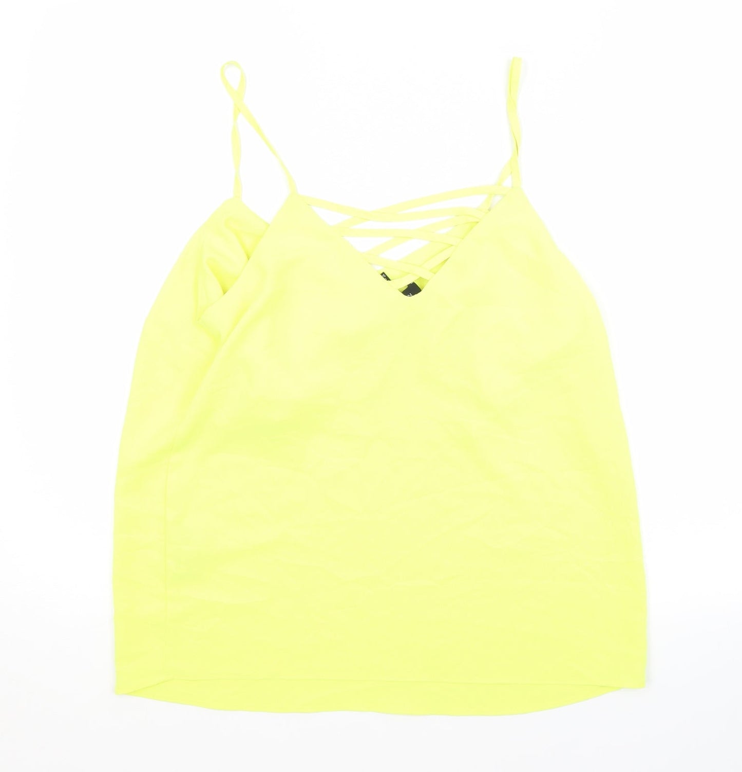 Womens UK Size 10 New Look Yellow Basic Tank