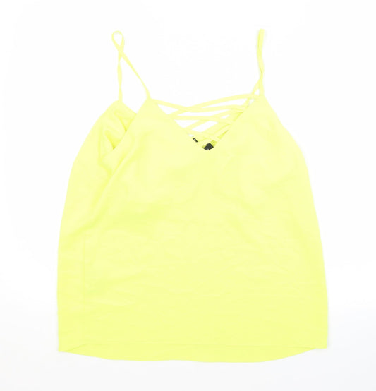 Womens UK Size 10 New Look Yellow Basic Tank
