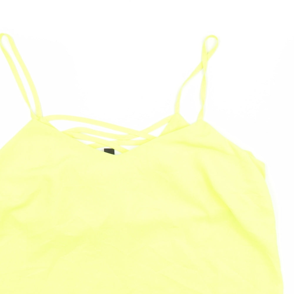 Womens UK Size 10 New Look Yellow Basic Tank