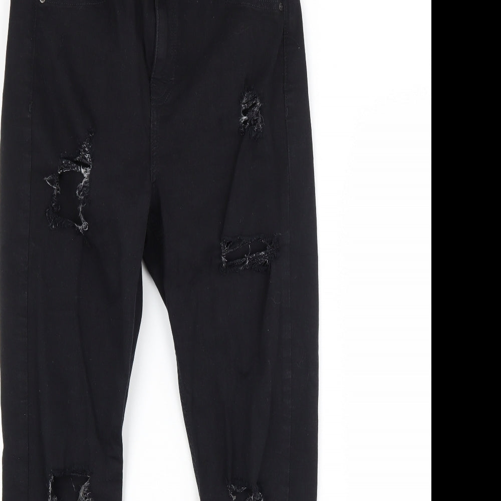 Topshop Womens Black  Cotton Straight Jeans Size 30 in L30 in Regular