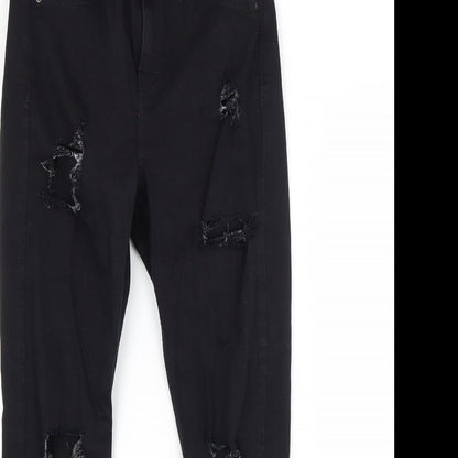Topshop Womens Black  Cotton Straight Jeans Size 30 in L30 in Regular