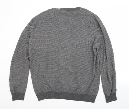 Primark Mens Grey Crew Neck  Cotton Pullover Jumper Size L