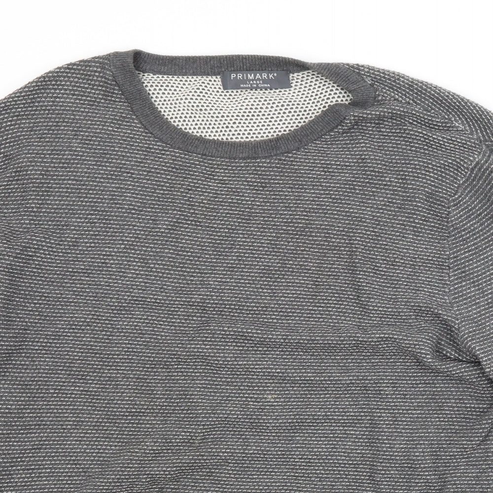 Primark Mens Grey Crew Neck  Cotton Pullover Jumper Size L