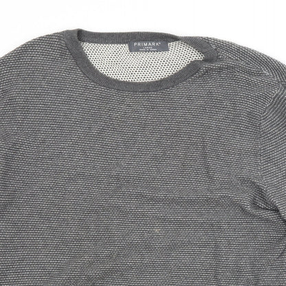 Primark Mens Grey Crew Neck  Cotton Pullover Jumper Size L