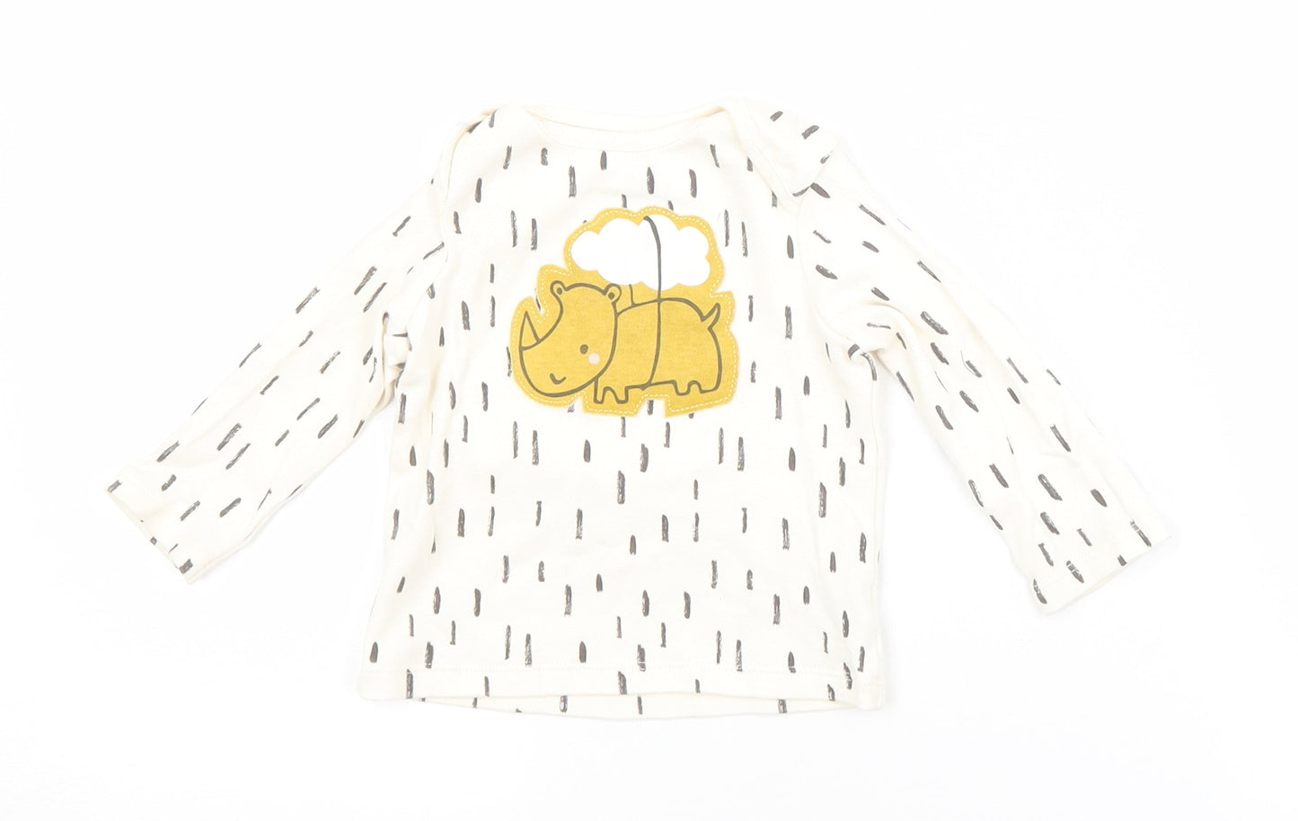 F&F Baby White Spotted Cotton Basic T-Shirt Size 3-6 Months