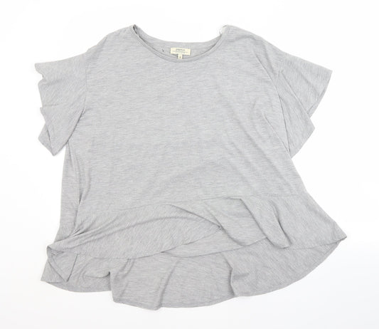 Papaya Womens Grey  Polyester Basic Blouse Size 8 Crew Neck