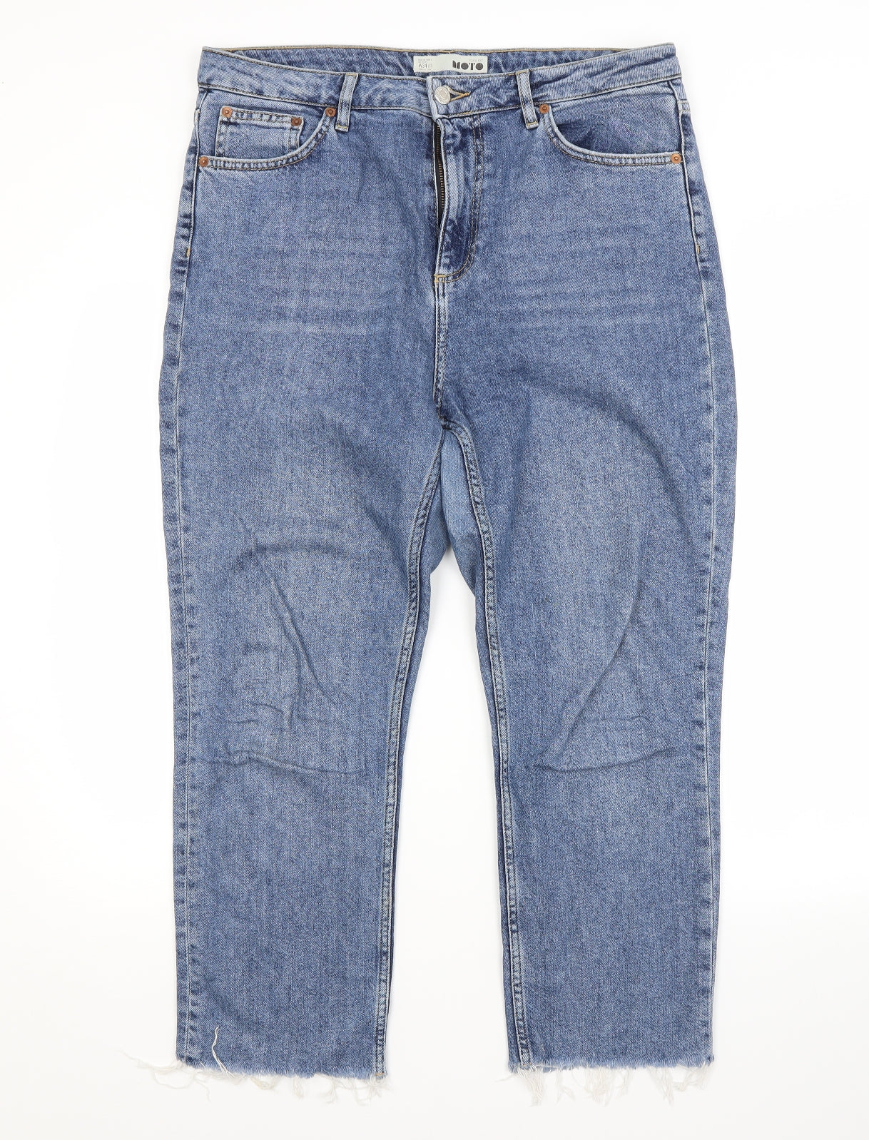 Topshop Womens Blue  Cotton Cropped Jeans Size 34 in L30 in Regular