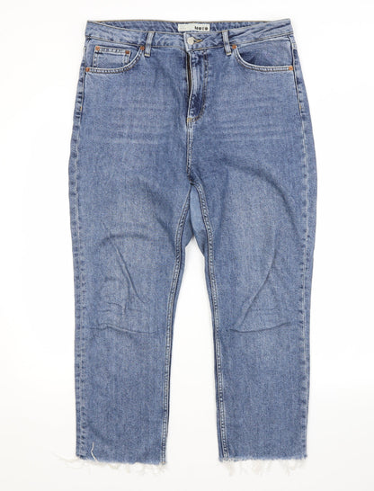 Topshop Womens Blue  Cotton Cropped Jeans Size 34 in L30 in Regular