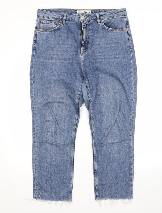Topshop Womens Blue  Cotton Cropped Jeans Size 34 in L30 in Regular