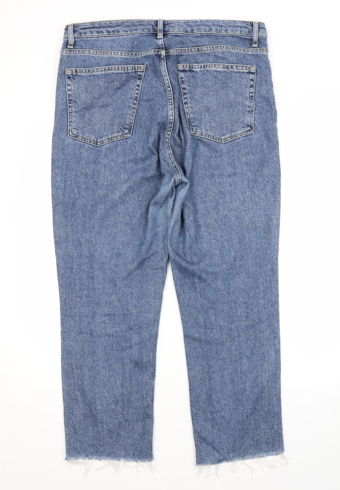 Topshop Womens Blue  Cotton Cropped Jeans Size 34 in L30 in Regular