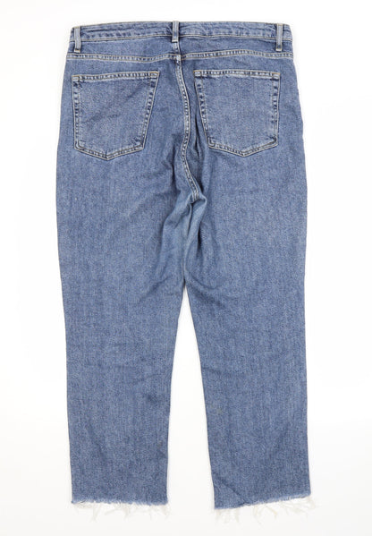Topshop Womens Blue  Cotton Cropped Jeans Size 34 in L30 in Regular