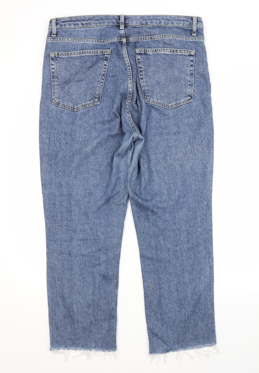 Topshop Womens Blue  Cotton Cropped Jeans Size 34 in L30 in Regular