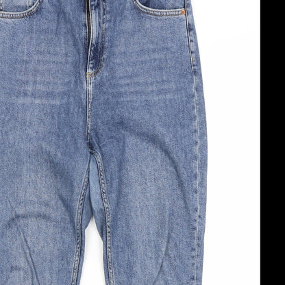 Topshop Womens Blue  Cotton Cropped Jeans Size 34 in L30 in Regular