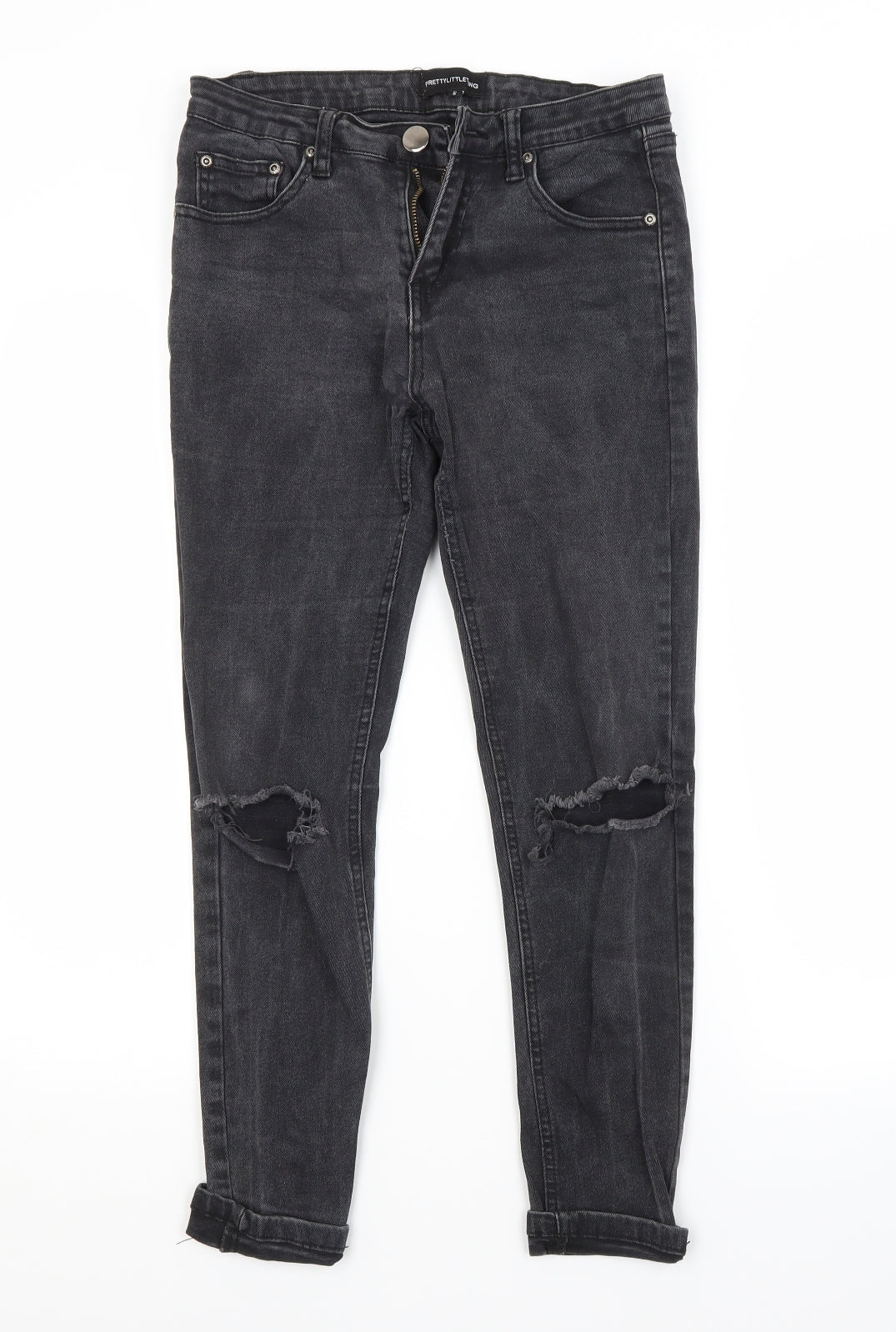 PRETTYLITTLETHING Womens Grey  Cotton Skinny Jeans Size 8 L25 in Regular