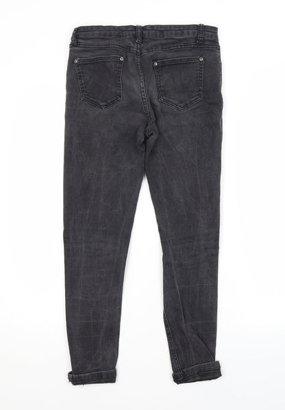 PRETTYLITTLETHING Womens Grey  Cotton Skinny Jeans Size 8 L25 in Regular