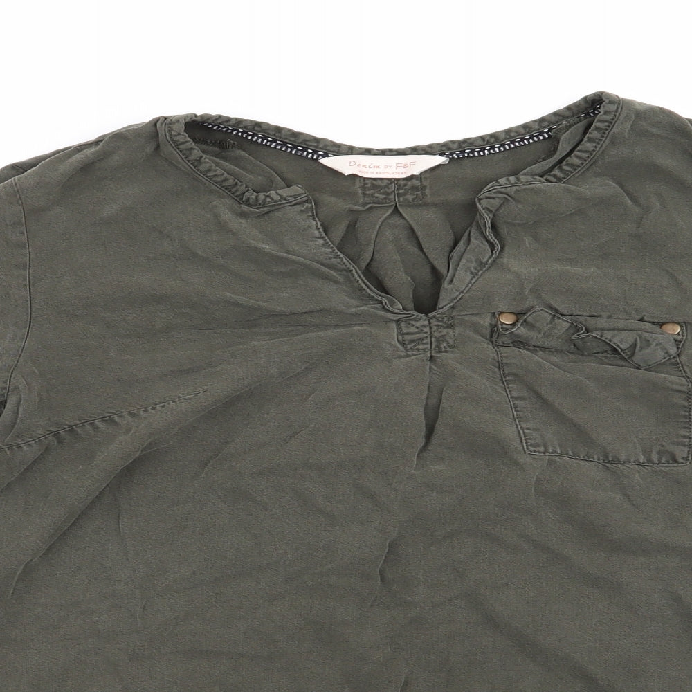 Denim by F & F Womens Green  Lyocell Basic Blouse Size 8  - Olive Green
