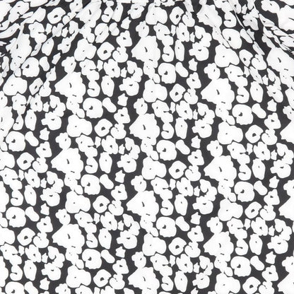 SheIn Womens Black Animal Print Polyester A-Line  Size L   - White Print Mandarin Collar