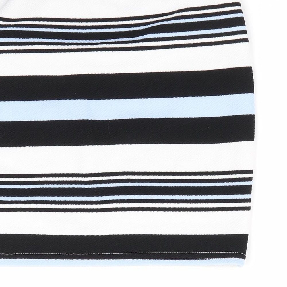 915 Generation Girls  Striped Polyester A-Line Skirt Size 10-11 Years  Regular  - Black Pale Blue White Strips