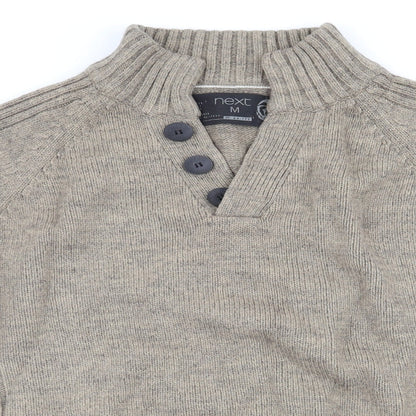 NEXT Mens Green High Neck  Acrylic Pullover Jumper Size M   - Green Beige Colour