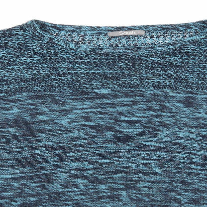 South Womens Blue Round Neck  Acrylic Pullover Jumper Size 12   - Navy Blue & Sky Blue Mix Open knit to shoulders and chest