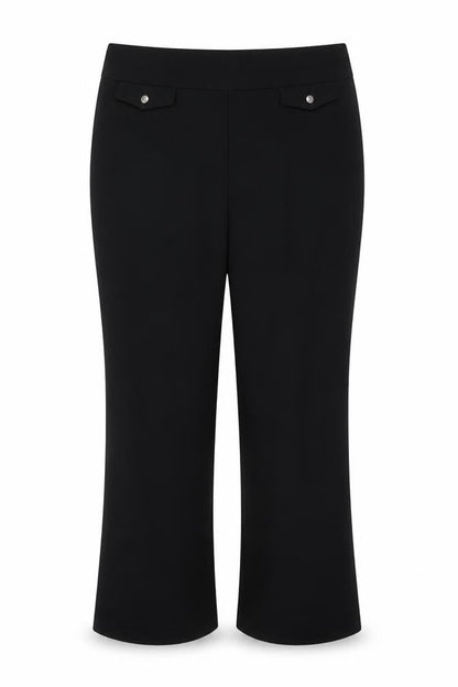 Front view of Avenue women’s black polyester dress pants trousers, size UK 16, 30-inch leg regular