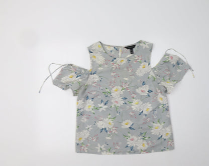 Womens UK Size 10 New Look Grey Basic Blouse