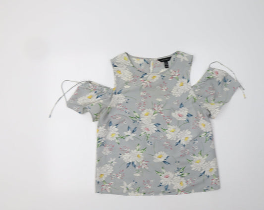 Womens UK Size 10 New Look Grey Basic Blouse