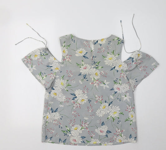 Womens UK Size 10 New Look Grey Basic Blouse