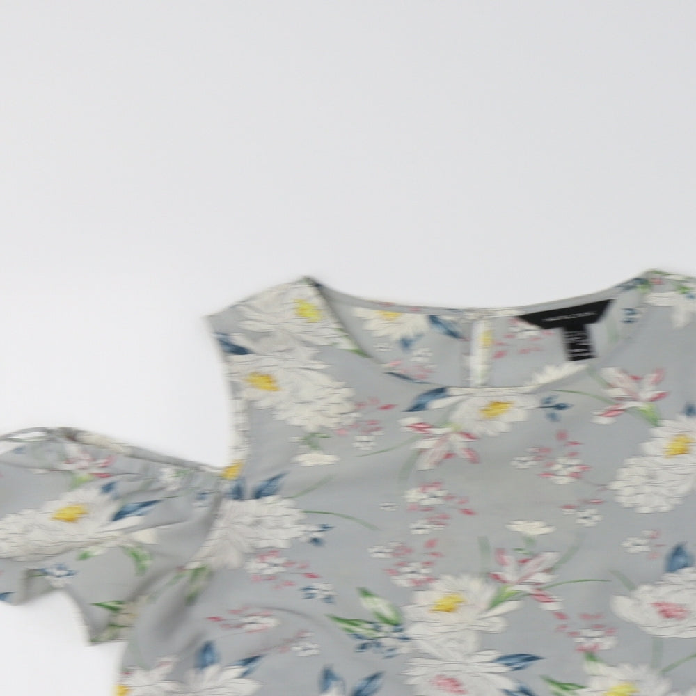 Womens UK Size 10 New Look Grey Basic Blouse