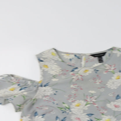Womens UK Size 10 New Look Grey Basic Blouse