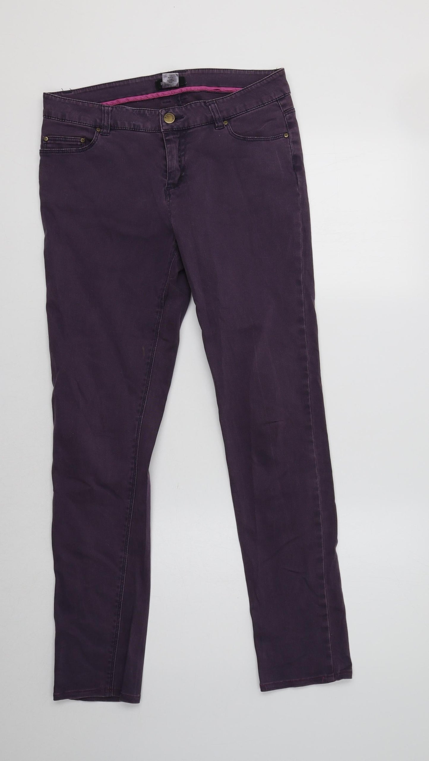La Redoute Womens Purple  Cotton Skinny Jeans Size 10 L29 in Regular