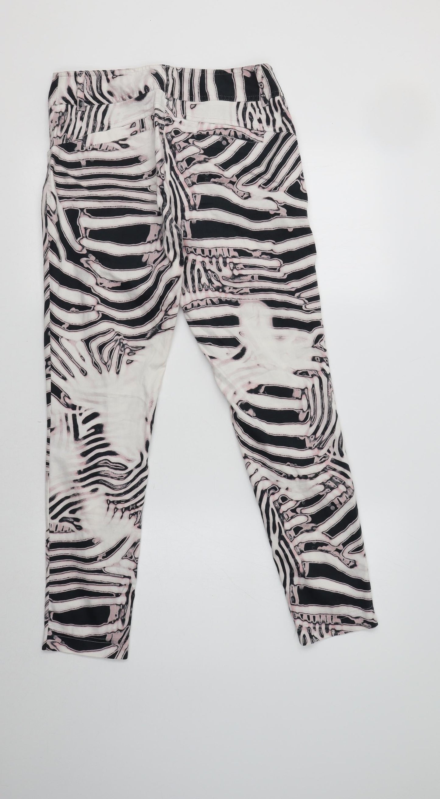 De Facto Womens Multicoloured Geometric Cotton Trousers  Size 10 L27 in Regular