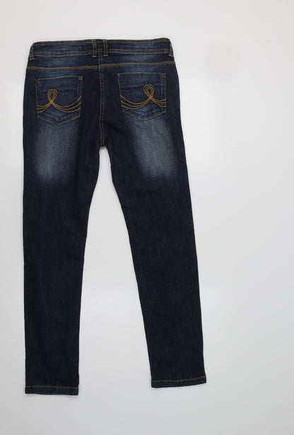 Matalan Womens Blue  Cotton Skinny Jeans Size 12 L29 in Regular