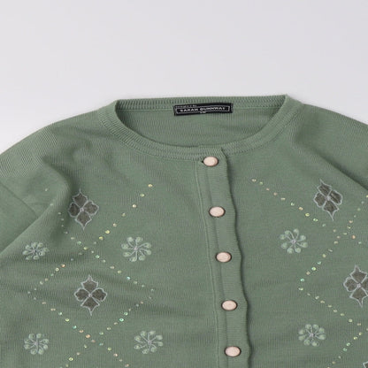 Womens UK Size M Sarah Dunnway Green Cardigan Jumper