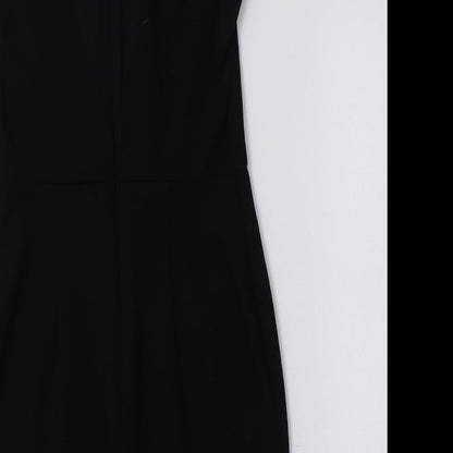 Topshop Womens Black  Viscose Bodycon  Size 6 Crew Neck  - Embellished Collar