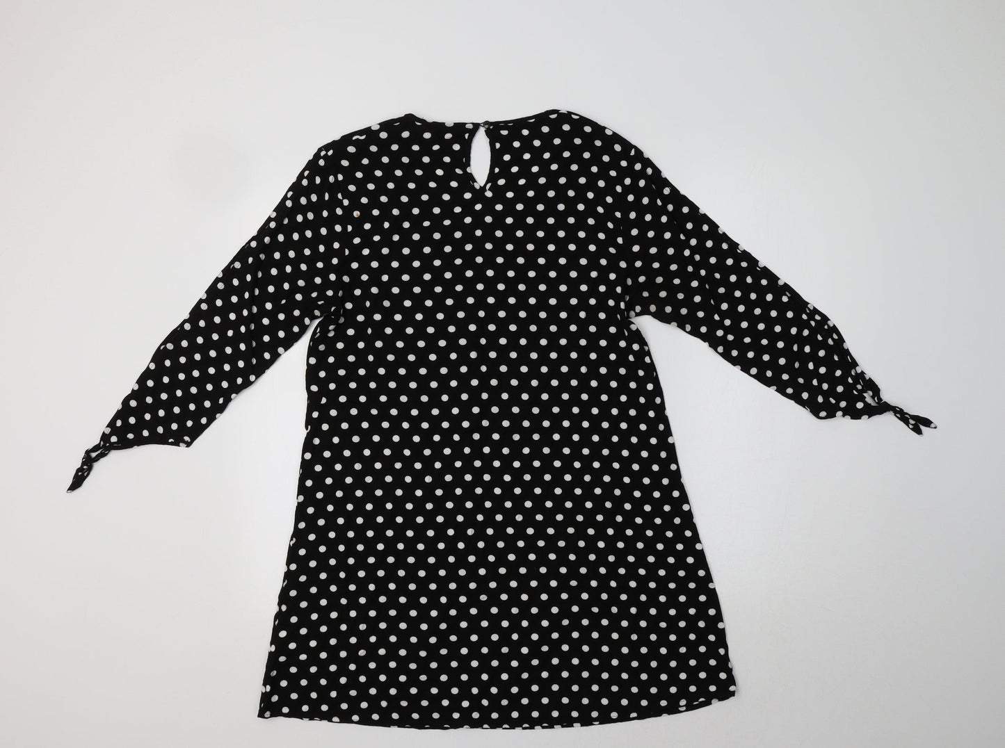 Papaya Womens Black Polka Dot Viscose A-Line  Size 10 V-Neck