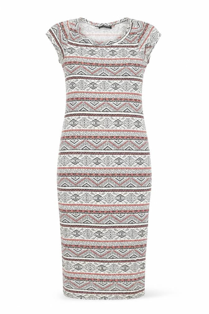 Front view of Select women’s white viscose t-shirt dress, size UK 8