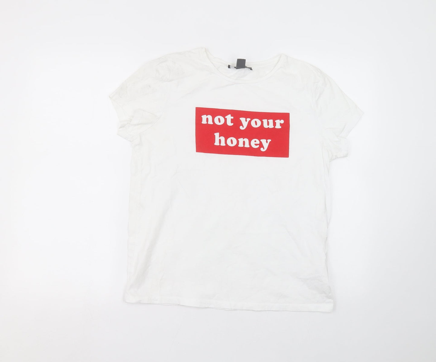 Primark Womens White  Cotton Basic T-Shirt Size 10