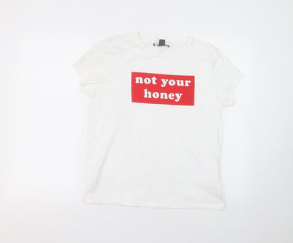 Primark Womens White  Cotton Basic T-Shirt Size 10