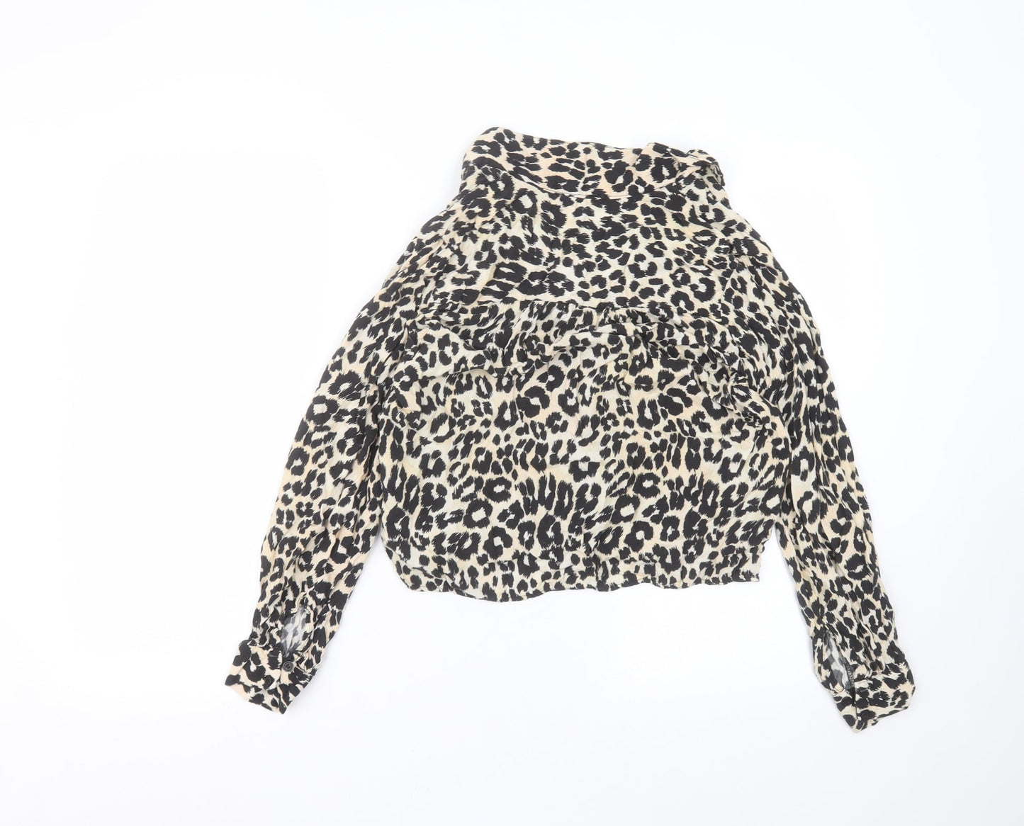 Topshop Womens Brown Animal Print Viscose Basic Button-Up Size 10