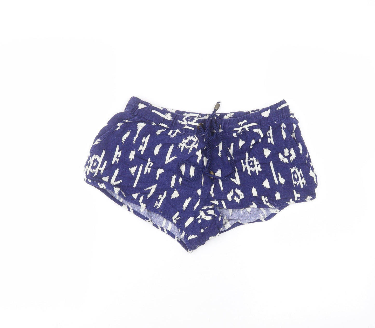 FOREVER 21 Womens Blue  Linen Hot Pants Shorts Size M  Regular