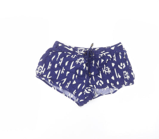 FOREVER 21 Womens Blue  Linen Hot Pants Shorts Size M  Regular