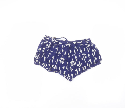 FOREVER 21 Womens Blue  Linen Hot Pants Shorts Size M  Regular