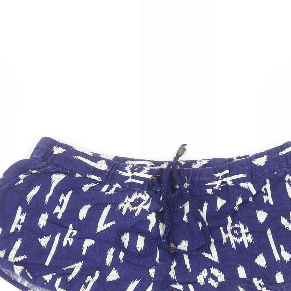 FOREVER 21 Womens Blue  Linen Hot Pants Shorts Size M  Regular
