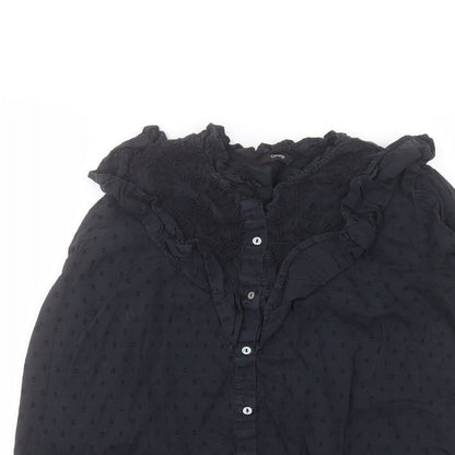 George Womens Blue  Cotton Basic Button-Up Size 10